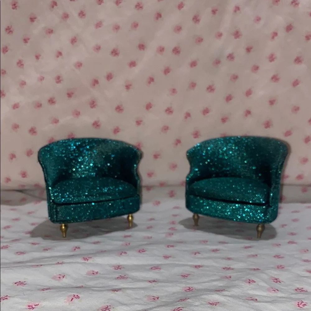 Sparkling Teal Miniature 1:12 scale Armchairs - Picture 2 of 7